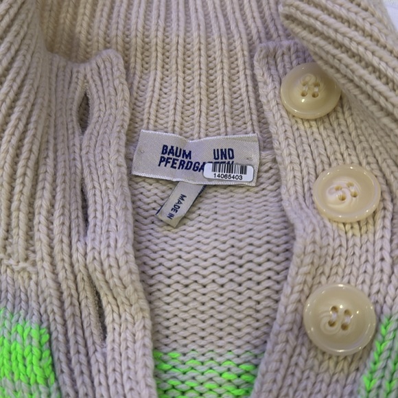 BAUM UND PFERDGARTEN Caroleen neon green/multi cropped sweater size:XS - Picture 2 of 3